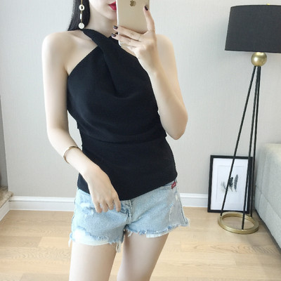 Γυναικεία ασύμμετρη αμάνικι μπλούζα 