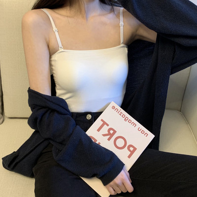 Γυναικεία κοντή αμάνικι μπλούζα με ρυθμιζόμενα τιραντάκια