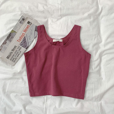 Γυναικεία αμάνικι μπλούζα casual με στρογγυλή λαιμόκοψη - κλασικό μοντέλο