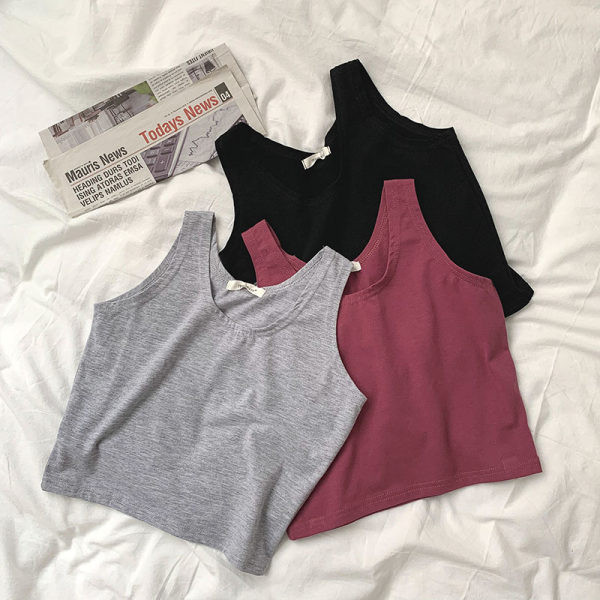 Γυναικεία αμάνικι μπλούζα casual με στρογγυλή λαιμόκοψη - κλασικό μοντέλο