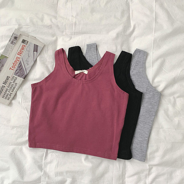 Γυναικεία αμάνικι μπλούζα casual με στρογγυλή λαιμόκοψη - κλασικό μοντέλο