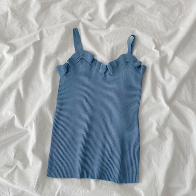 Maieu casual dama - cu decolteu spitz si bretele subtiri