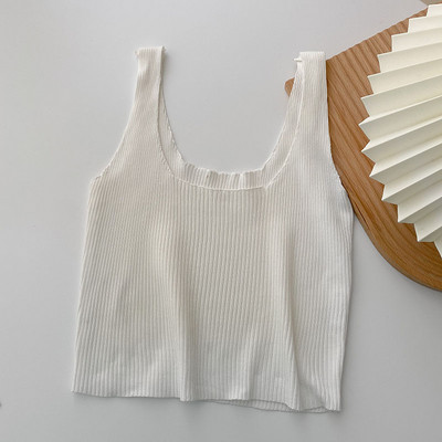 Casual γυναικεία αμάνικι μπλούζα με στρογγυλή λαιμόκοψη - λεπτό πλέξιμο