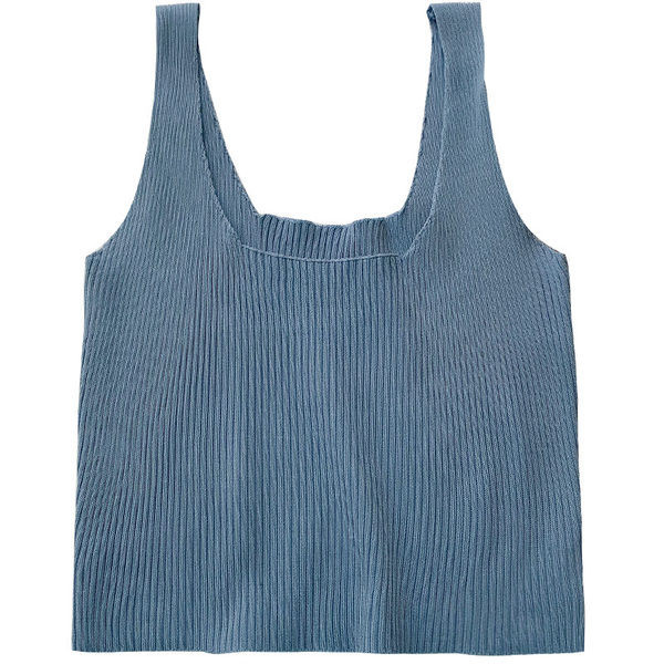 Casual γυναικεία αμάνικι μπλούζα με στρογγυλή λαιμόκοψη - λεπτό πλέξιμο