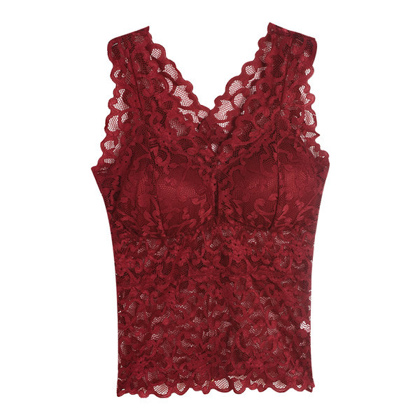 Maieu de damă din dantelă, cu decolteu în V și bretele largi