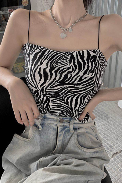 Maieu de damă cu bretele subțiri și model animal