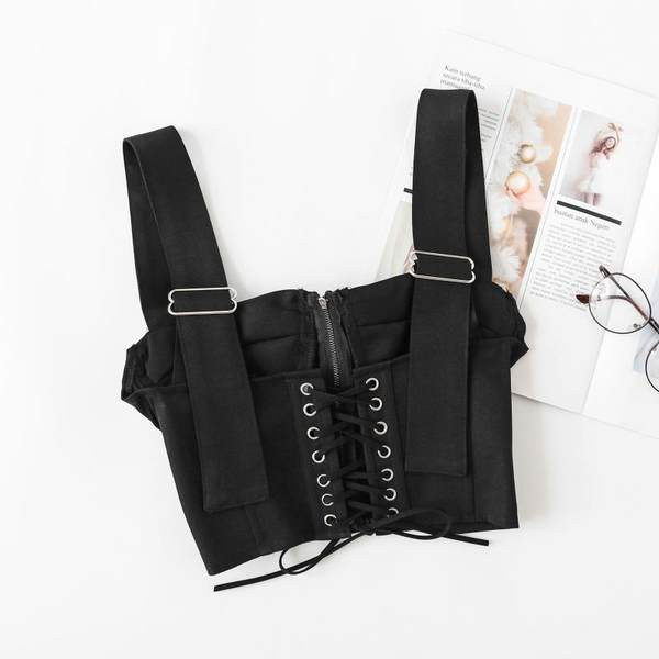 Dámsky krátky korzet so zaväzovaním a nastaviteľnými ramienkami