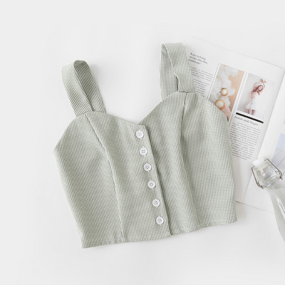 Κοντή αμάνικι μπλούζα με κουμπιά για γυναίκες