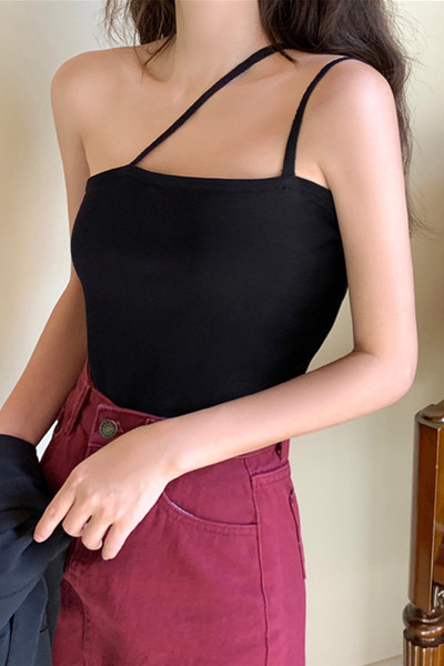 Maieu de damă într-o singură culoare cu bretele subțiri