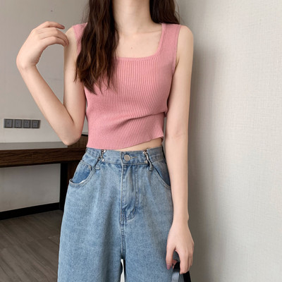 Γυναικείο καθημερινό αμάνικο με λεπτά τιραντάκια με τετράγωνη λαιμόκοψη σε διάφορα χρώματα