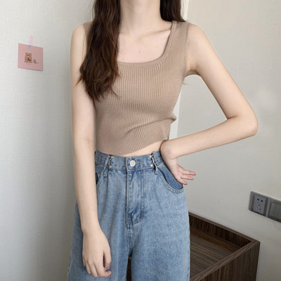 Γυναικείο καθημερινό αμάνικο με λεπτά τιραντάκια με τετράγωνη λαιμόκοψη σε διάφορα χρώματα