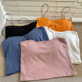 Γυναικεία κοντή αμάνικι μπλούζα με λεπτά τιραντάκια - πέντε χρώματα