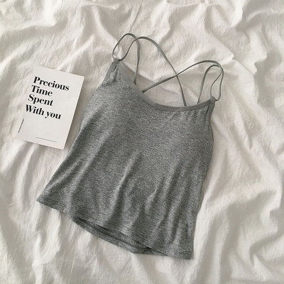 Καθημερινή γυναικεία αμάνικι μπλούζα με σταυρωτά τιραντάκια σε τρία χρώματα