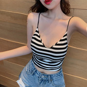 Maieu de zi cu dungi pentru femei, cu bretele subțiri