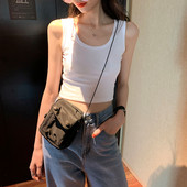 Γυναικεία κοντή αμάνικι μπλούζα κλασικό μοντέλο O-neckline