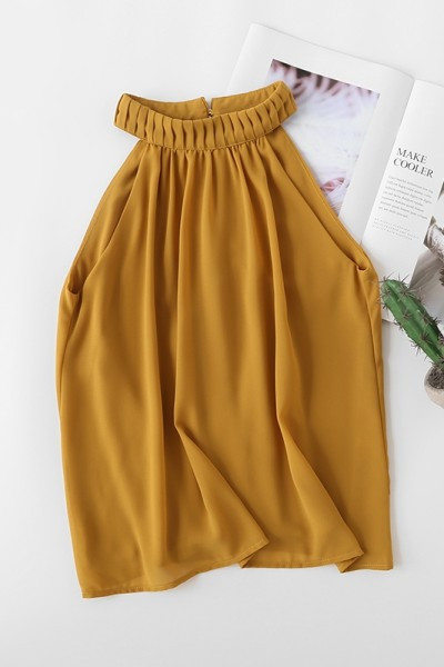 Γυναικείο καθημερινό αμάνικο με λεπτά τιραντάκια με λαιμόκοψη