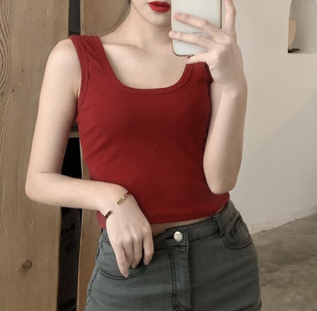 Dnevna ženska majica bez rukava u više boja jednobojni model