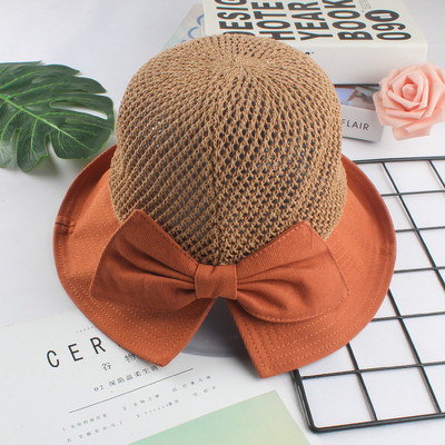 Pălărie de paie pentru femei cu panglică