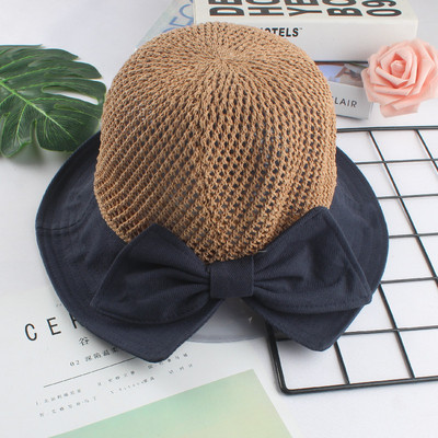 Pălărie de paie pentru femei cu panglică
