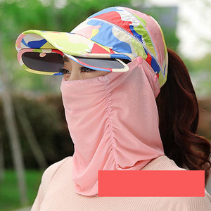 Palarie de dama model nou cu vizor si esarfa de soare