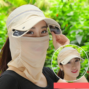 Palarie de dama model nou cu vizor si esarfa de soare