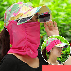 Palarie de dama model nou cu vizor si esarfa de soare