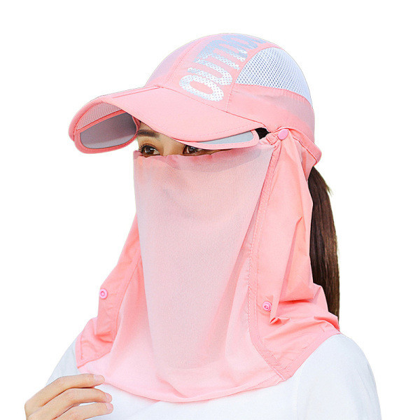 Palarie de dama model nou cu vizor si esarfa de soare