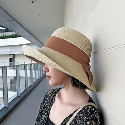 Γυναικείο ψάθινο καπέλο με κορδέλα σε διάφορα χρώματα