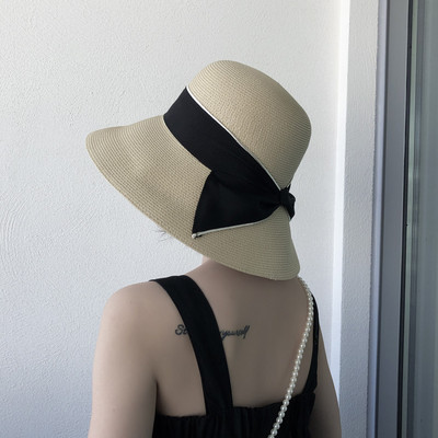 Γυναικείο ψάθινο καπέλο με κορδέλα σε διάφορα χρώματα