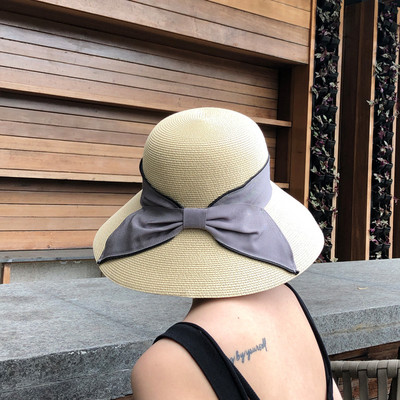 Γυναικείο ψάθινο καπέλο με κορδέλα σε διάφορα χρώματα