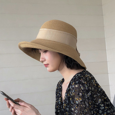 Γυναικείο ψάθινο καπέλο με κορδέλα σε διάφορα χρώματα