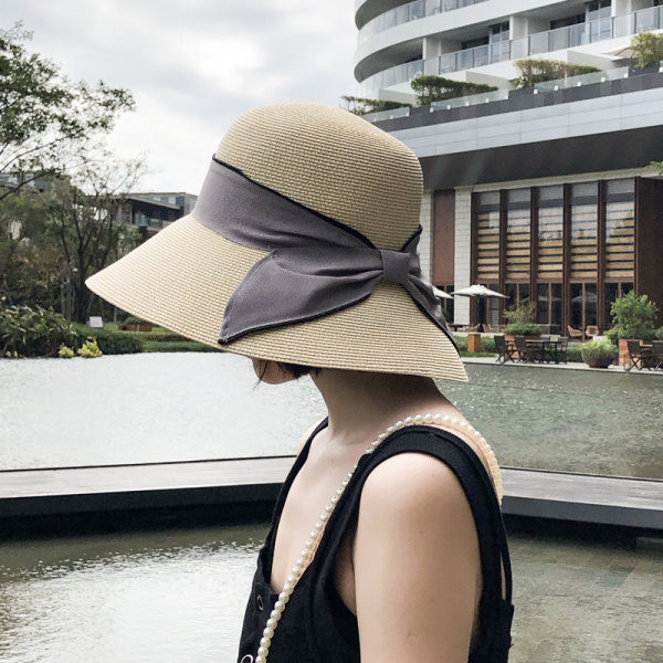 Γυναικείο ψάθινο καπέλο με κορδέλα σε διάφορα χρώματα