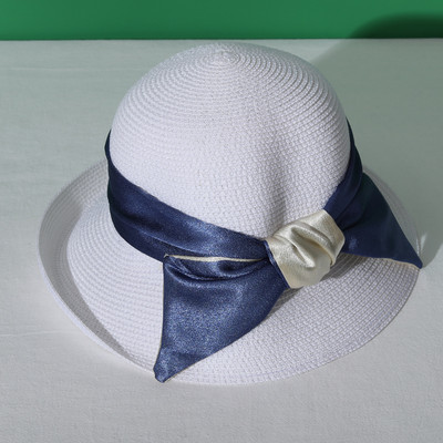 Γυναικείο ψάθινο καπέλο με σατέν κορδέλα