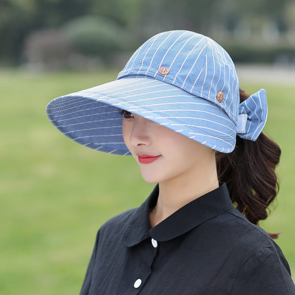 Pălărie de plajă cu protecție solară în dungi de vară