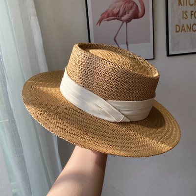 Νέο γυναικείο ψάθινο καπέλο με περιφέρια