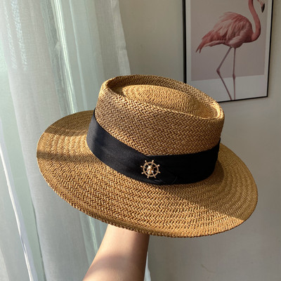 Νέο γυναικείο ψάθινο καπέλο με περιφέρια