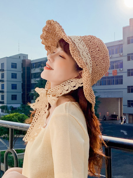 Palarie de paie dama cu panglica de dantela - diferite modele