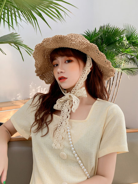 Palarie de paie dama cu panglica de dantela - diferite modele