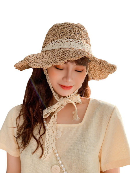 Palarie de paie dama cu panglica de dantela - diferite modele