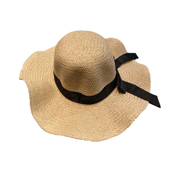 Palarie de paie dama cu panglica in doua culori