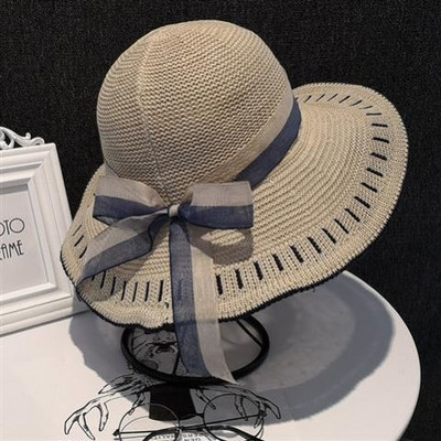 Πλεκτό γυναικείο καπέλο με κορδέλα και περιφέρια
