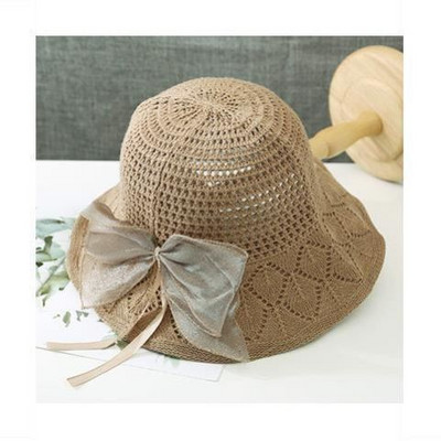 Palarie de plaja dama tricotata cu panglica
