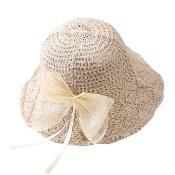 Palarie de plaja dama tricotata cu panglica