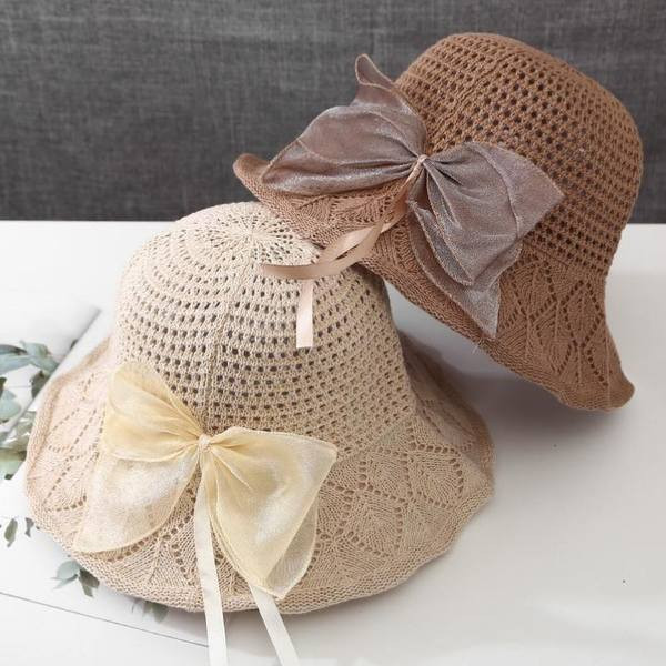 Palarie de plaja dama tricotata cu panglica