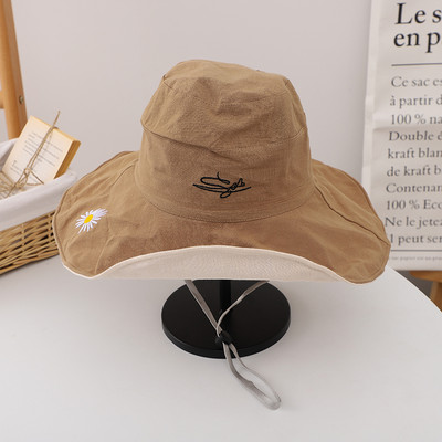 Palarie casual dama cu broderie si cravate