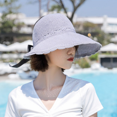 Vizor tip palarie textila de vara cu panglica