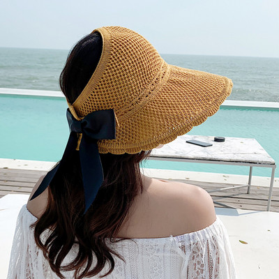 Vizor tip palarie textila de vara cu panglica