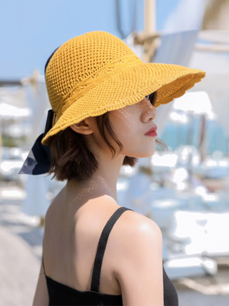 Vizor tip palarie textila de vara cu panglica