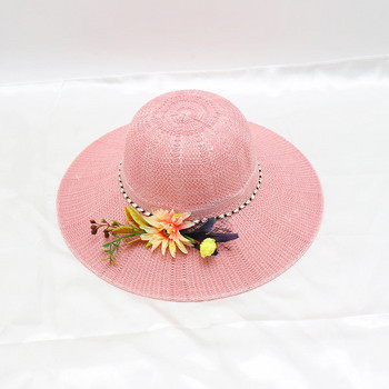 Дамска модерна шапка с цветя и периферия