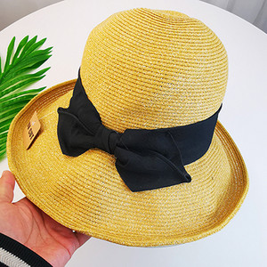 Pălărie de paie pentru femei cu vizor și panglică